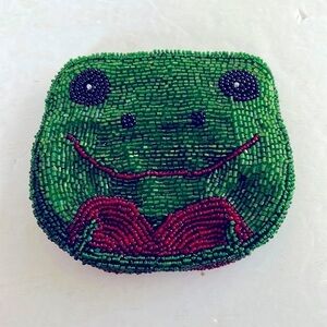 Vintage Beaded Frog Change Purse